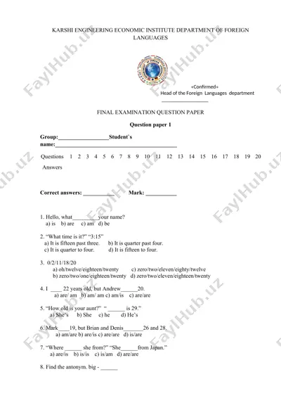 foreign languages exam question paper — DOCX