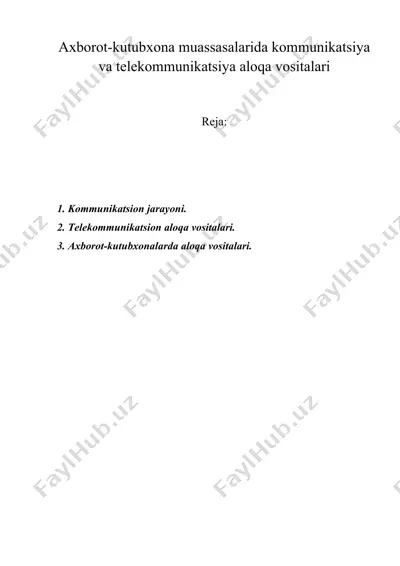 axborot-kutubxona muassasalarida kommunikatsiya va telekommunikatsiya aloqa vositalari — DOC