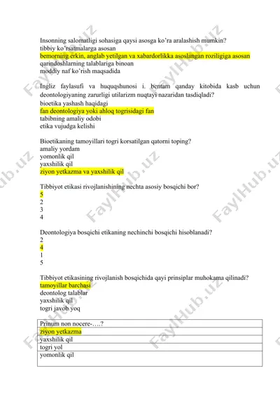 tibbiyot etikasi — DOCX