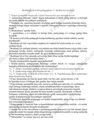 boshlang‘ich ta’lim pedagogikasi -2  fanidan test savollari — DOCX