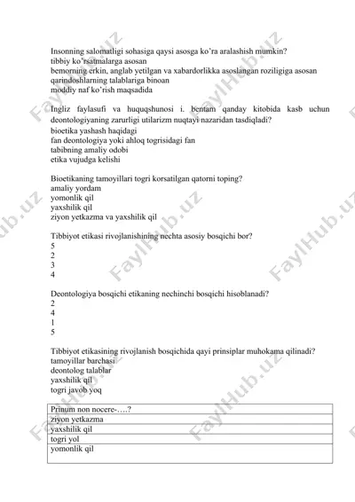 salomatlik sohasidagi etika va qonunchilik — DOCX