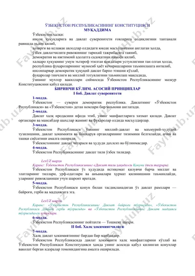 **o'zbekiston respublikasi konstitutsiyasi** — DOCX