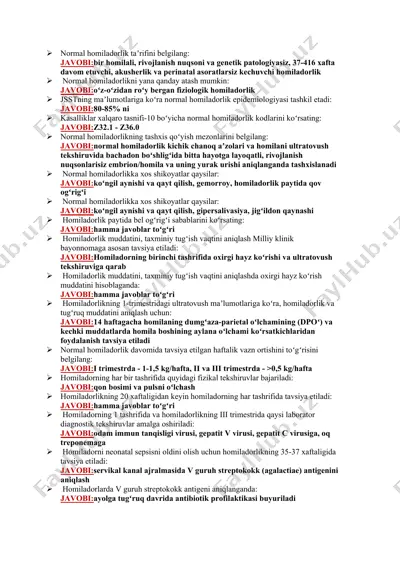 akusherlik va ginekologiya savol javob 500 ta — DOCX