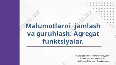 agregat funktsiyalar — PPTX