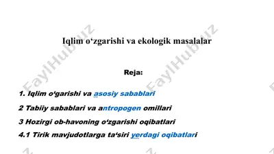 iqlimo‘zgarishi va ekologik masalalar — PPTX