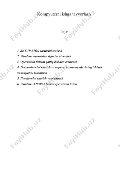 kompyuterni ishga tayyorlash — DOCX