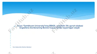 biznes huquqining asosiy prinsiplari — PPTX
