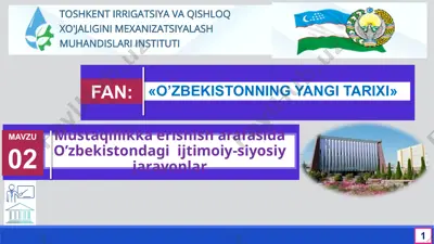 o'zbekistonning yangi tarixi — PPTX