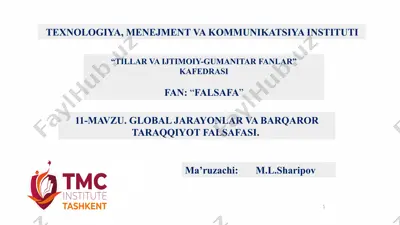 global jarayonlar va barqaror taraqqiyot falsafasi — PPTX