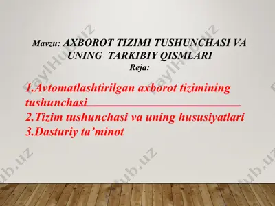 avtomatlashtirilgan axborot tizimi — PPT