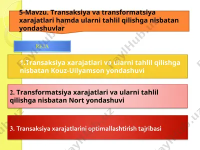 transaksiyava transformatsiyaxarajatlari — PPT