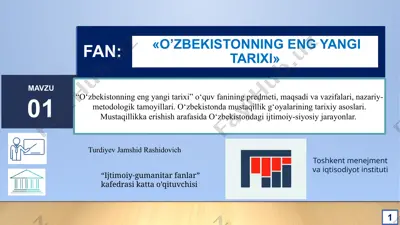 o‘zbekistonning eng yangi tarixi — PPTX