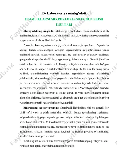 o'simliklarni mikroklonlash uchun ekish usullari — DOCX