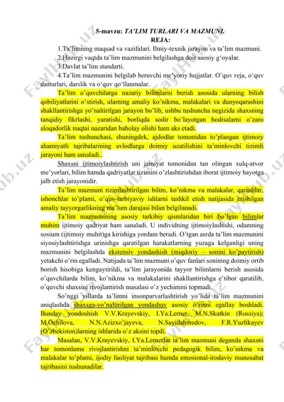 ta’lim turlari va mazmuni — DOCX