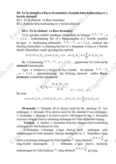 to'la ehtimol va bayes formulalari — DOCX