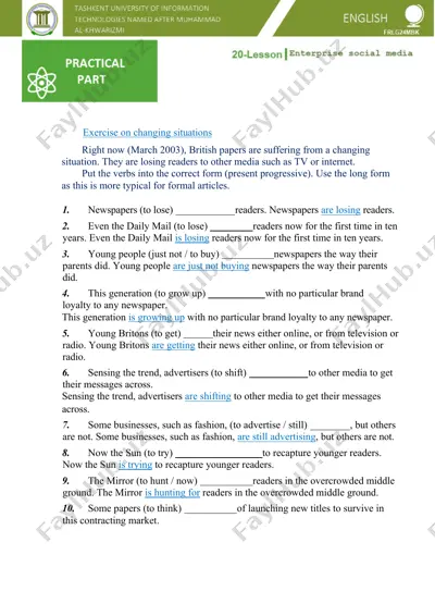 exercise on changing situations — DOCX