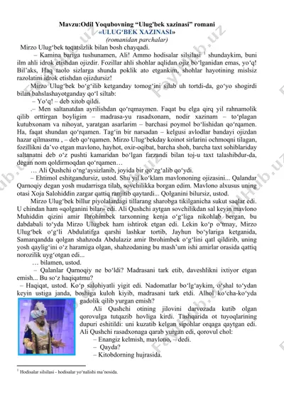 ulug'bek xazinasi (romanidan parchalar) — DOCX