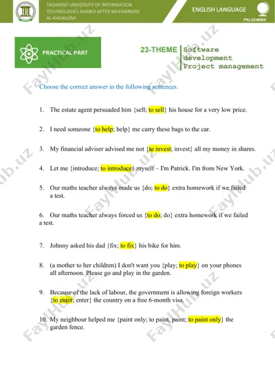 verb form exercise — DOCX