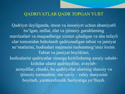 qadriyatlar qadr topgan yurt — PPT
