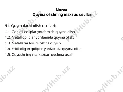 quyma olishning maxsus usullari — DOCX