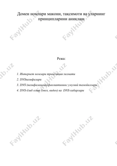 домен номлари макони, тақсимоти ва уларнинг принципларини аниқлаш — DOC