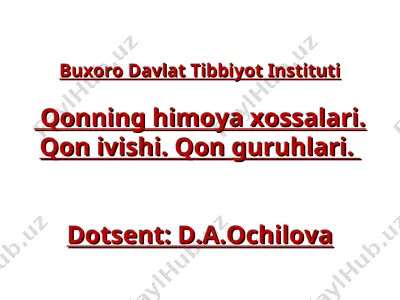 qon ivishining himoya xossalari — PPT