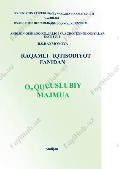rahamli iqtisodiyot fanidan o'quv-uslubiy majmua — DOCX