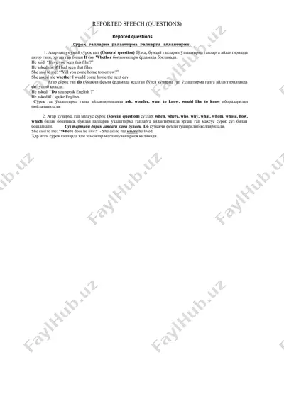 reported speech (questions) — DOCX