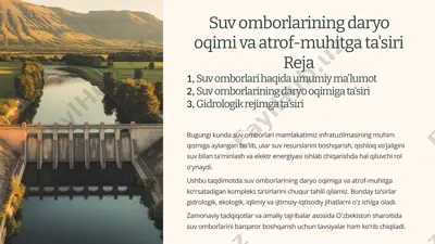 suv omborlarining daryo oqimi va atrof-muhitgata'siri — PPTX