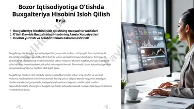 bozor iqtisodiyotiga o'tishda buxgalteriya hisobini isloh qilish — PPTX