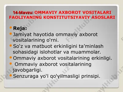 ommaviy axborot vositalari konstitutsiyaviy asoslari — PPT