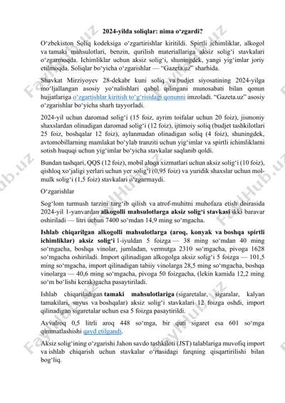 2024-yilda soliqlar: nima o‘zgardi? — DOCX
