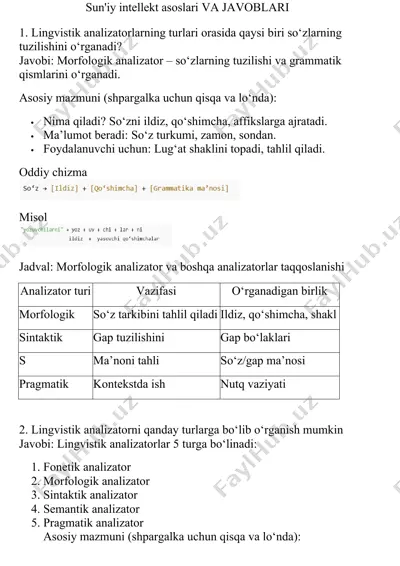 sun'iy intellekt asoslari va javoblari — DOCX