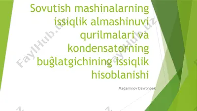 sovutish mashinalarning issiqlik almashinuvi qurilmalari — PPTX