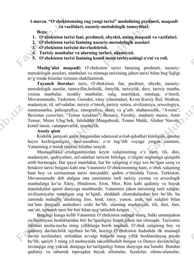 o‘zbekistonning eng yangi tarixi — DOCX