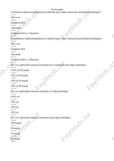 bo'z-suv gidroelektr stansiyasi — DOCX