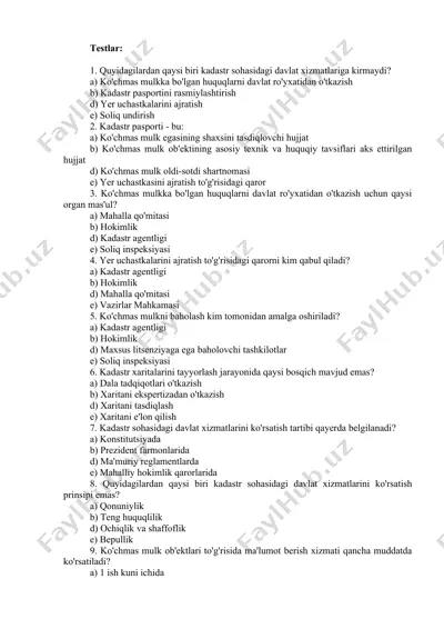 kadastr sohasi — DOCX