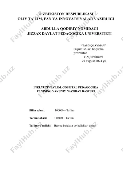 inklyuziv ta’lim. gospital pedagogika — DOCX