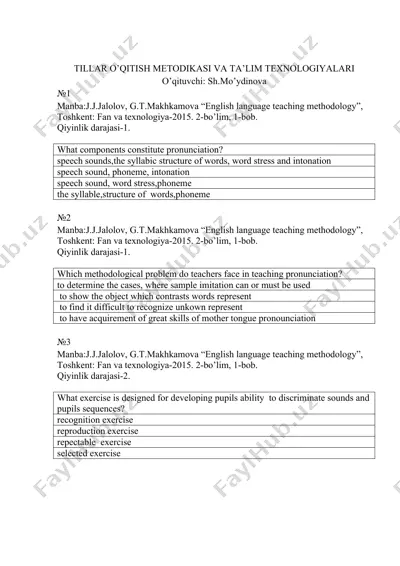 tillar o’qitish metodikasi va ta’lim texnologiyalari — DOCX