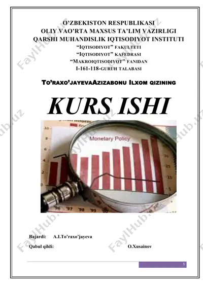 pul-kredit siyosati va ulardan foydalanish amaliyoti tahlili — DOCX