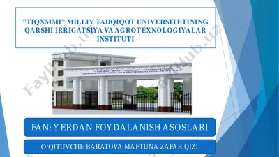 o‘zbekiston davlat yer kadastri va yer monitoringi — PDF
