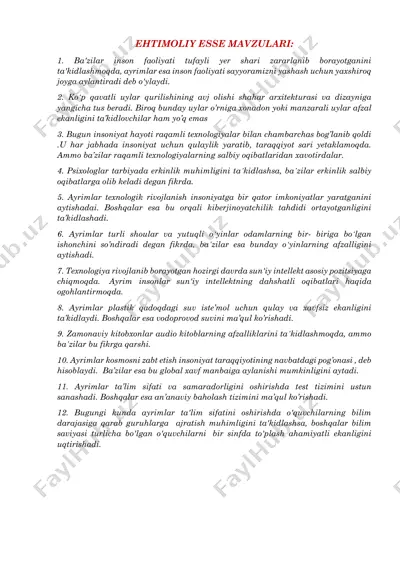 ehtimoliy esse mavzulari — PDF