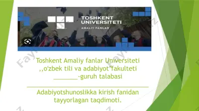 adabiyotshunoslikka kirish fanidan tayyorlagan taqdimot — PPTX