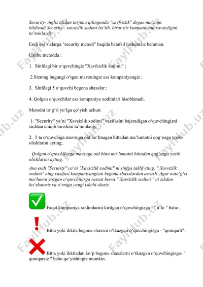security metodi — DOCX