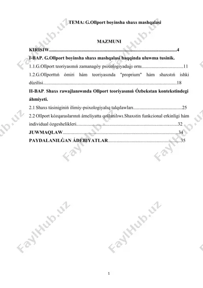 g.ollport boyinsha shaxs mashqalasi — DOCX