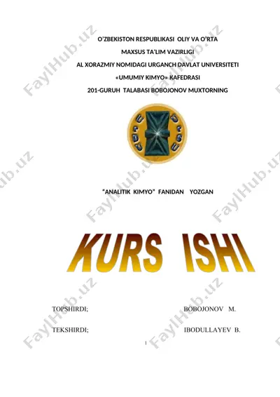 oksidlanish qaytarilish reaksiyalarini analitik kimyoda qoʻllanilshi — DOCX