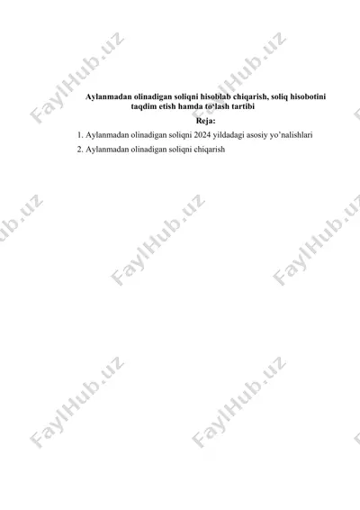 aylanmadan olinadigan soliqni hisoblab chiqarish, soliq hisobotini taqdim etish hamda to‘lash tartibi — DOCX