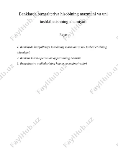 banklarda buxgalteriya hisobi — DOCX