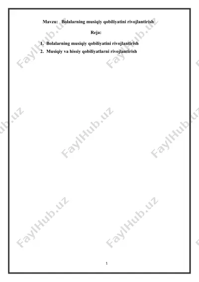 bolalarning musiqiy qobiliyatini rivojlantirish — DOCX