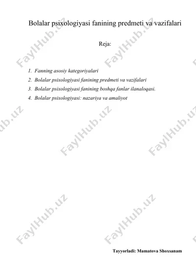 bolalar psixologiyasi — DOCX